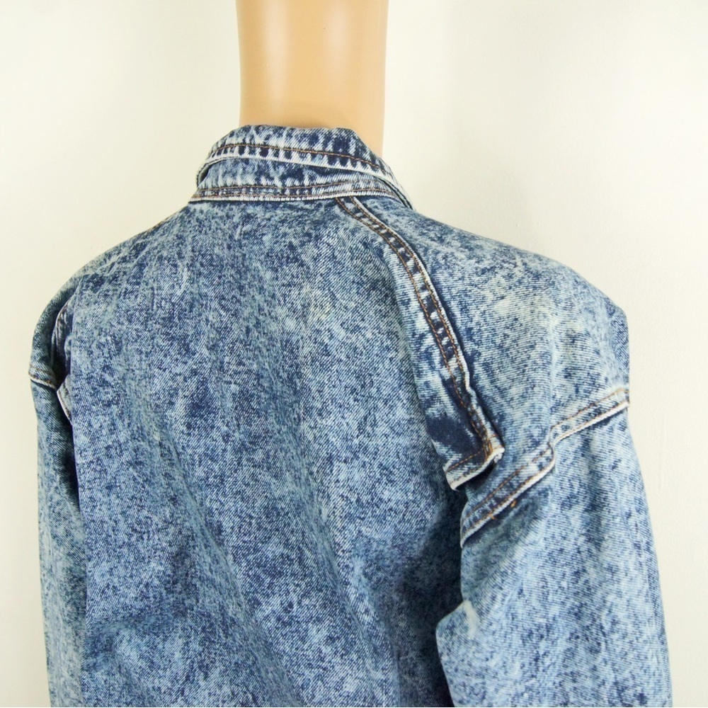 Vintage  80s Acid Wash Denim Jean Jacket - Picture 4 of 6